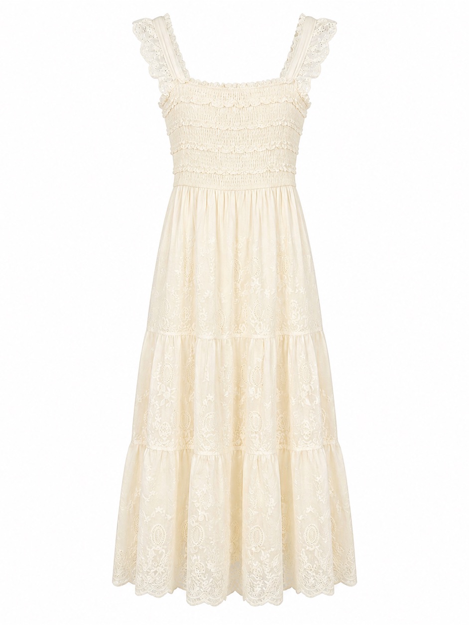 Storia Willow Off-White Lace Midi Dress